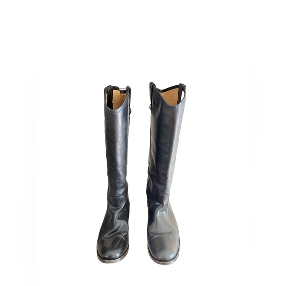 Frye Women's Melissa Button Leather Tall Riding Boots Black Size 9B - Picture 2 of 8